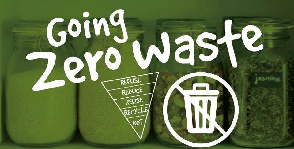 Going Zero Waste logo over photo of jars filled with food