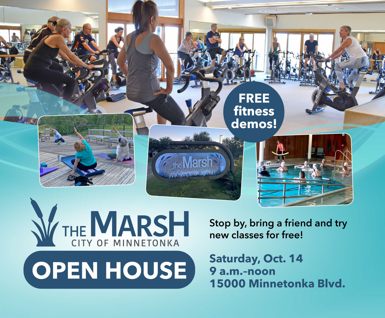 The Marsh Open House ad with photos of fitness classes