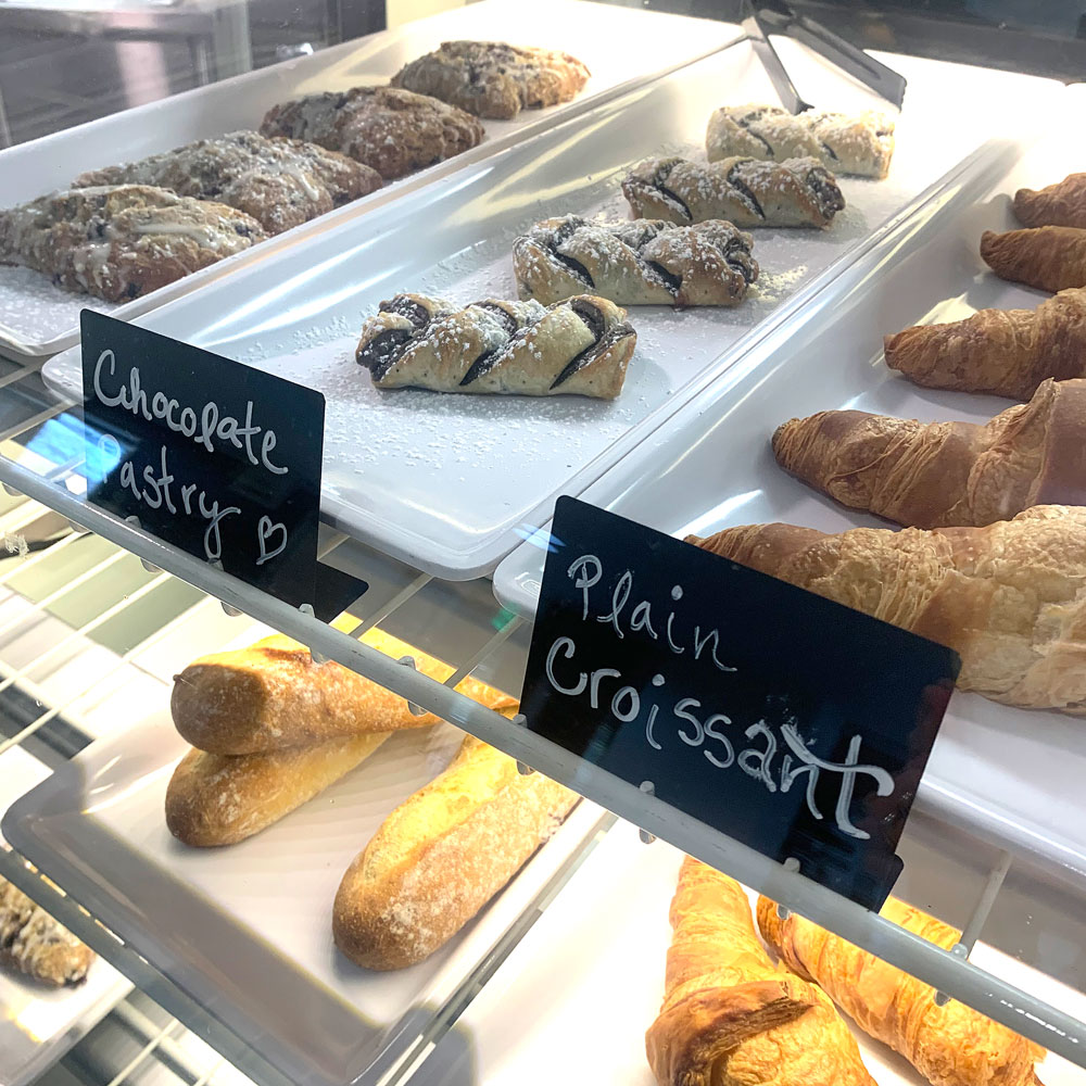 Pastries on shelf