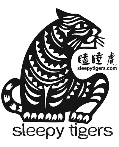 black and white tiger drawing with Chinese characters