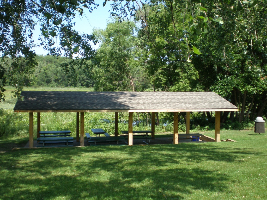 Picnic shelter with lake